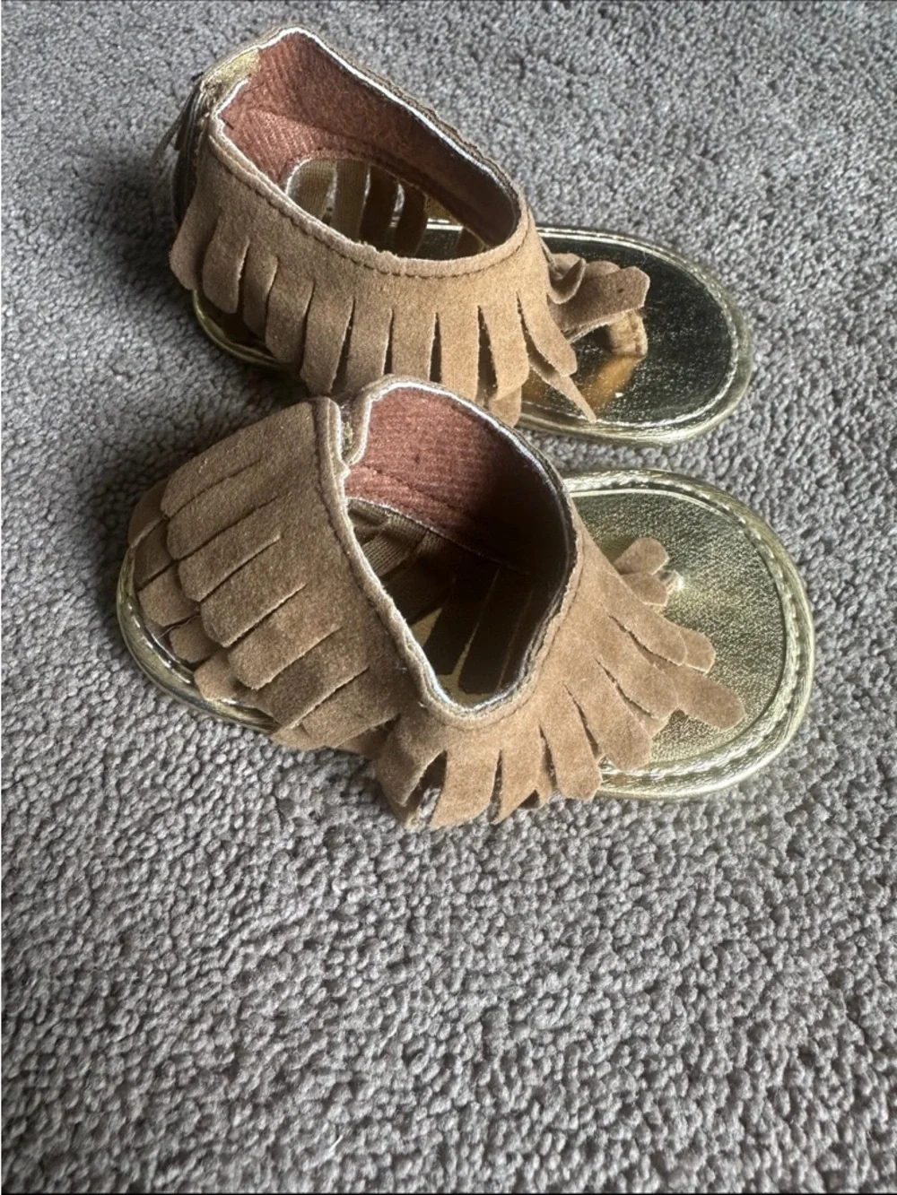 Girls' Fringe Metallic Sandals - Gold